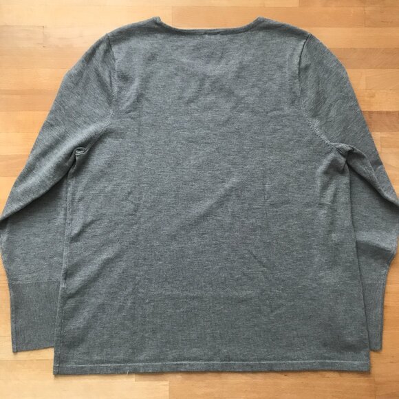 Chico's Gray Crew Neck Sweater with Button Sleeves - Picture 6 of 8